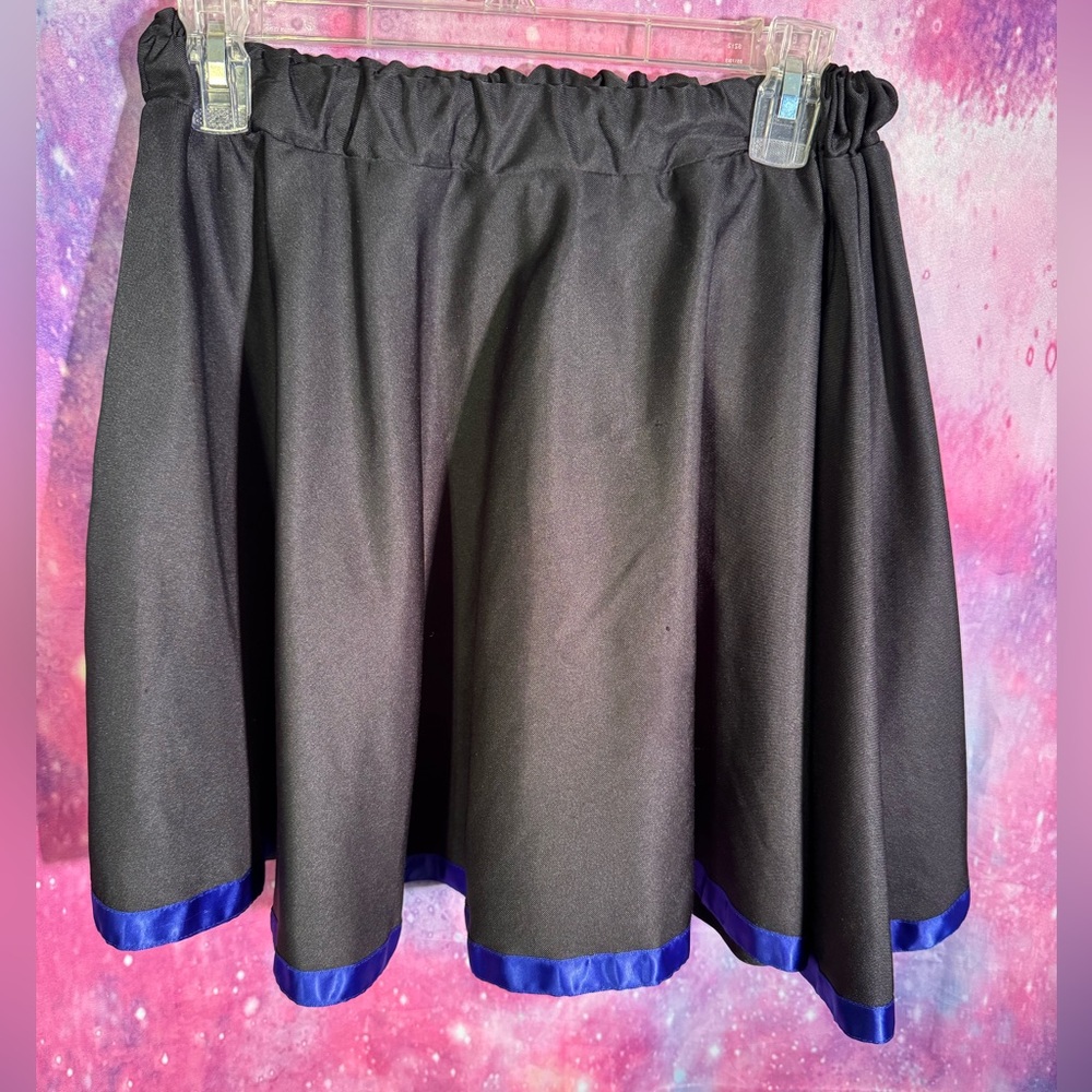Elegant Black Skirt with Blue Trim